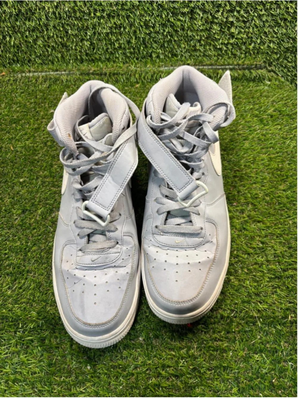 Men's Nike Air Force 1 Mid Sneakers Grey White Size 12 #E123
